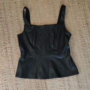 Bar III Black Faux Leather Camisole